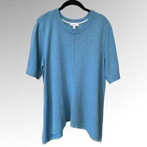 Isaac Mizrahi Live Womens Crewneck Cascade Hem Pullover Sweater  Size L